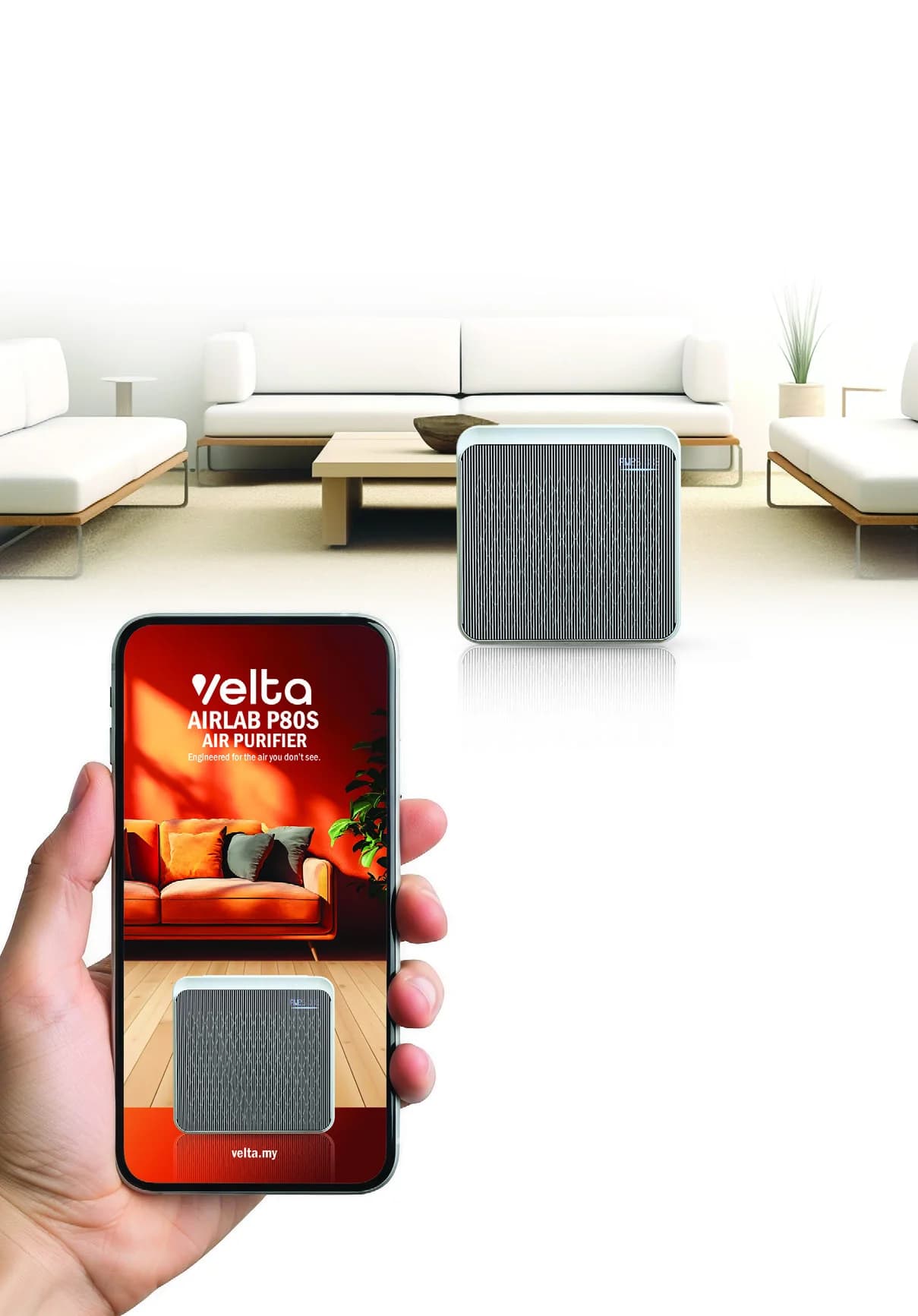 AirLab P80S shown with Velta mobile app control
