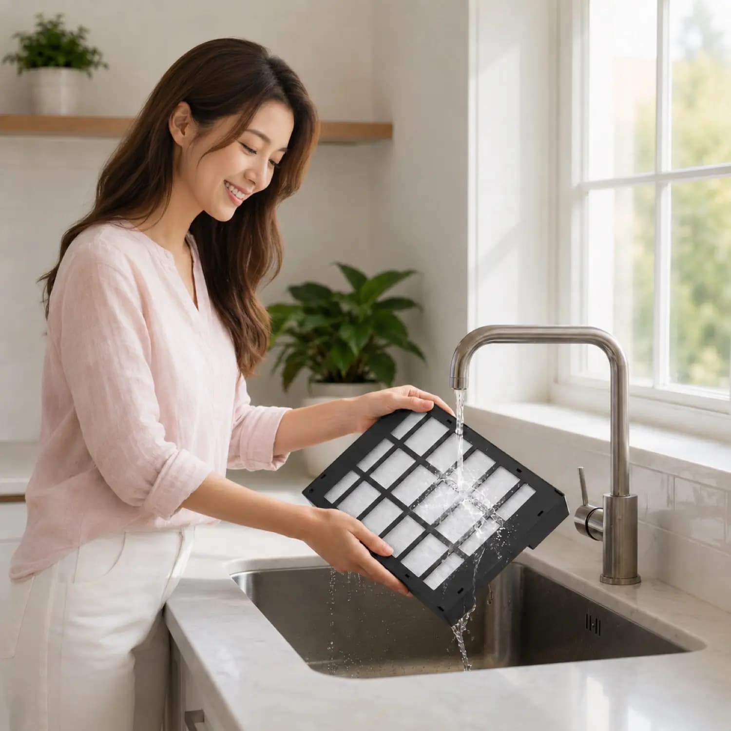 Washing the reusable Velta AirLab CoreCharge filter