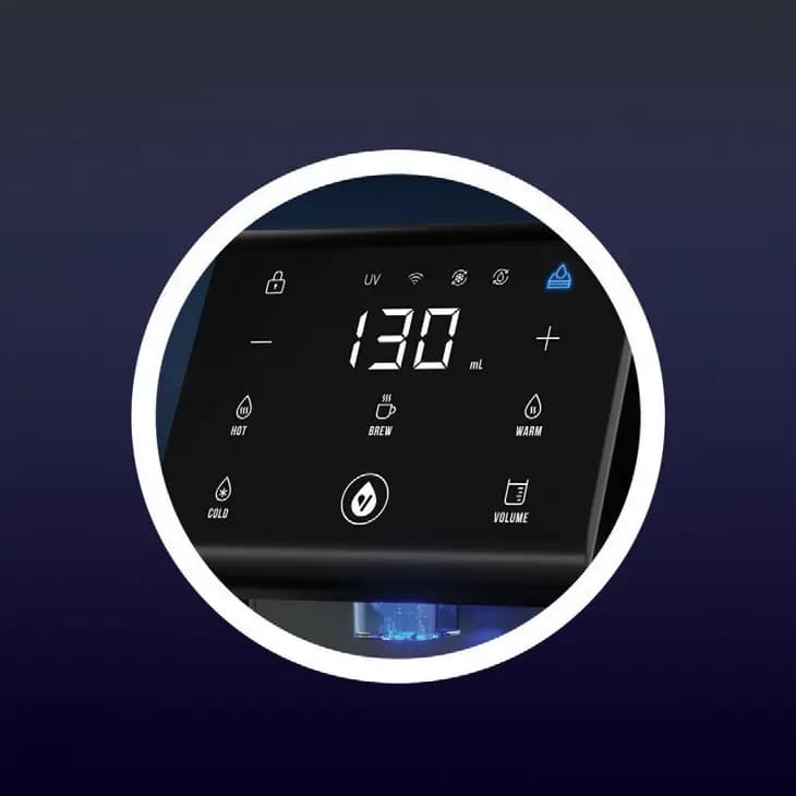 HydroForm+ display showing temperature, volume and appliance status