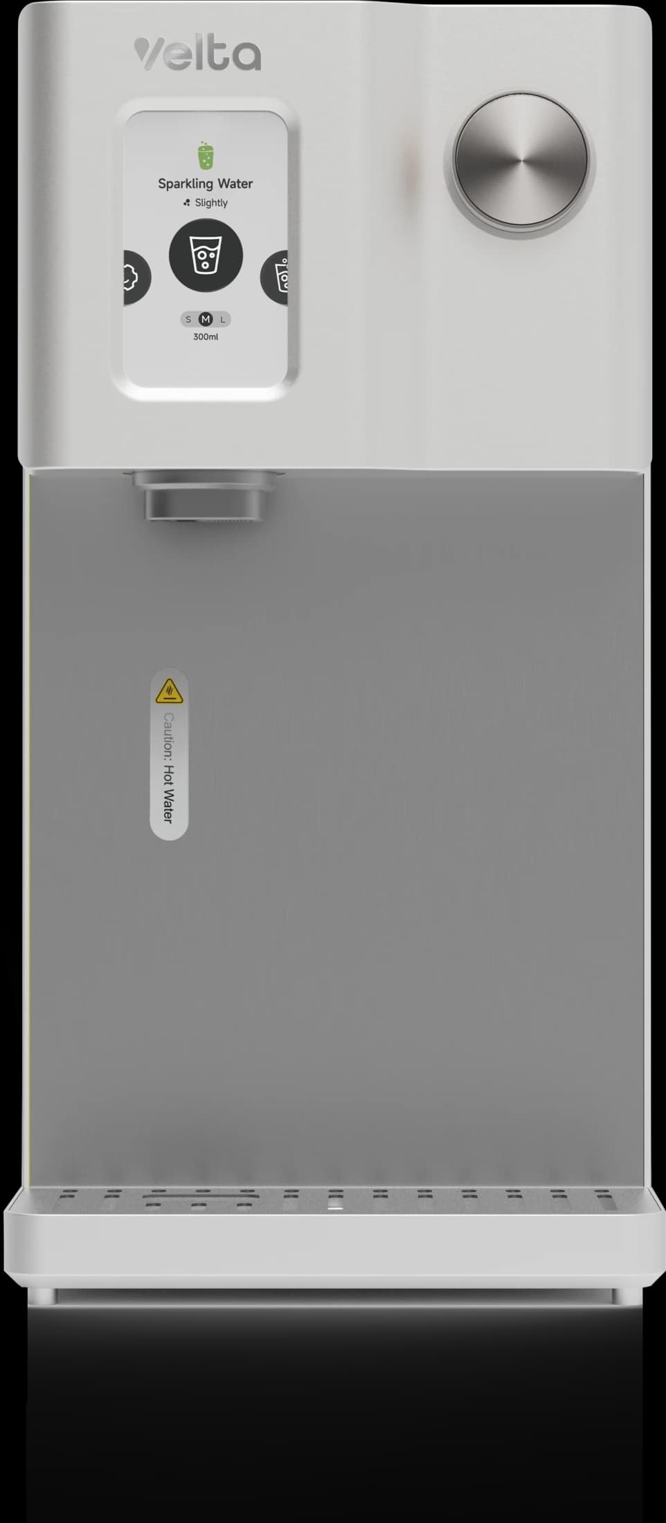Front view of the Arctic White Velta HydroSpark+