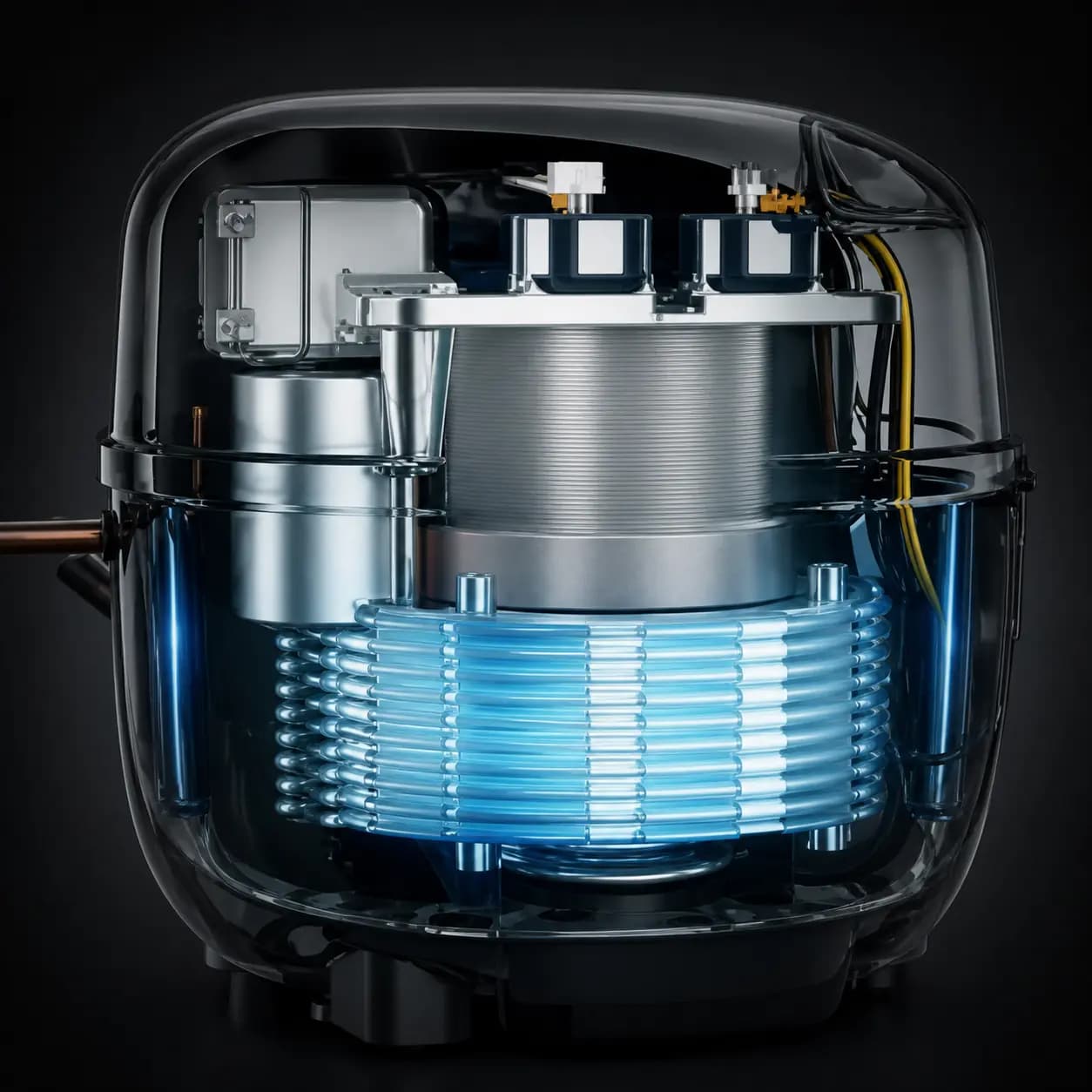 Cutaway visual of HydroSpark cooling hardware