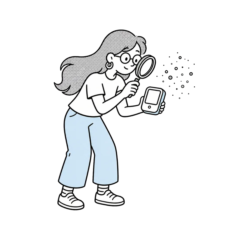 Velta guide examining airborne particles